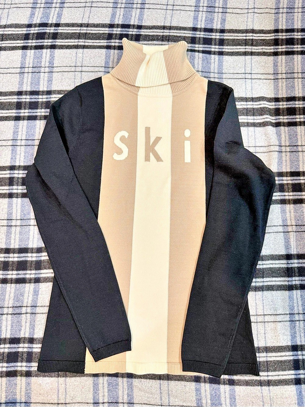 Alp-n-Rock Killian Sweater Color Block Turtleneck Black & Cream Size Medium